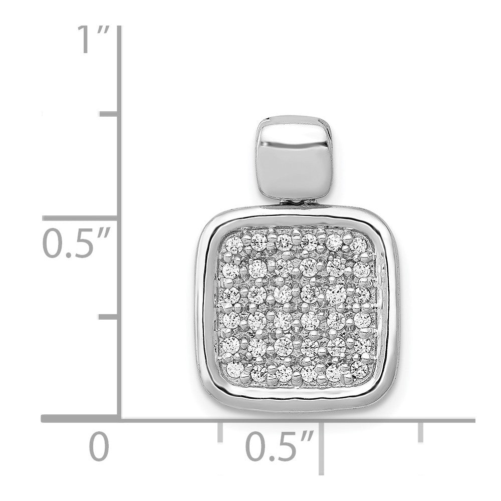 14k White Gold 1/2ct. Real Diamond Fancy Square Pendant
