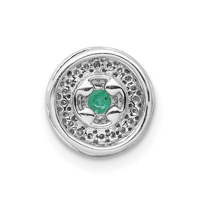 14k White Gold Halo 1/4ct. Real Diamond & .25 Emerald Chain Slide