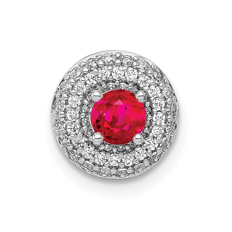 14k White Gold 1/4ct. Real Diamond and .25 Ruby Chain Slide