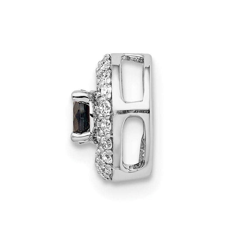 14k White Gold 1/4ct. Real Diamond and .25 Sapphire Chain Slide