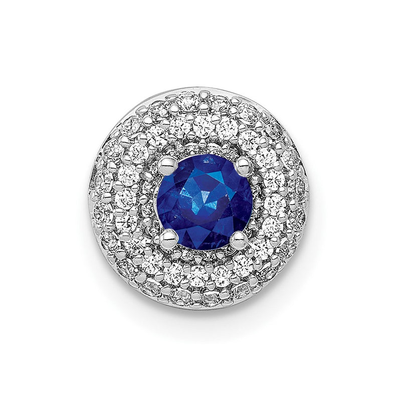 14k White Gold 1/4ct. Real Diamond and .25 Sapphire Chain Slide