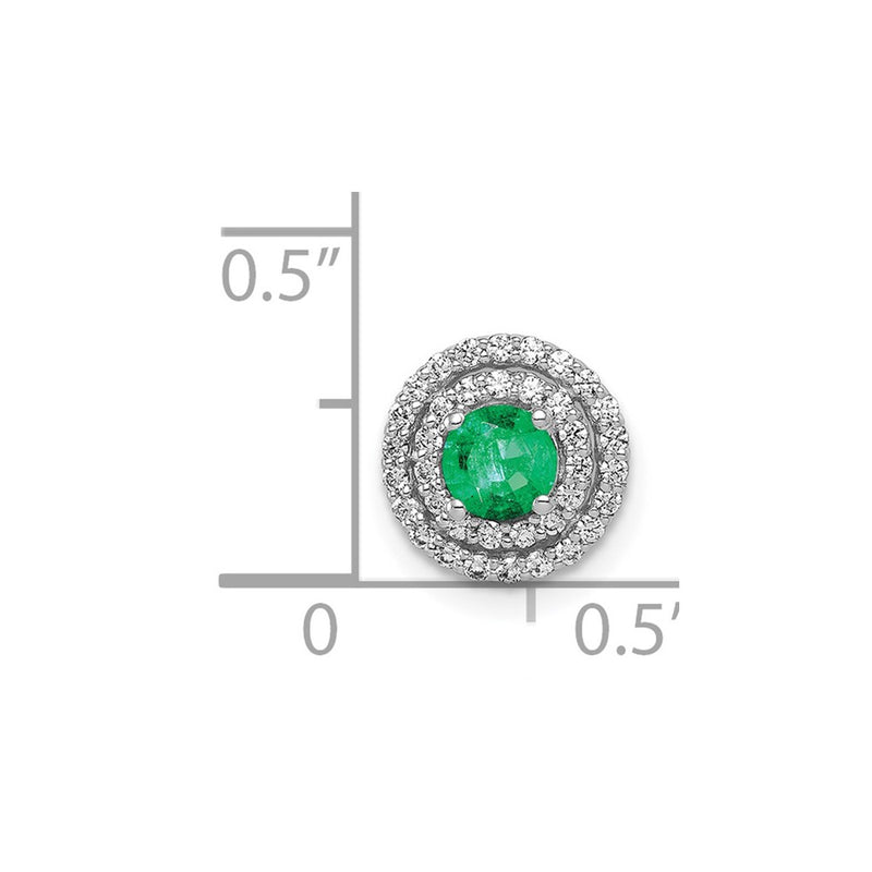 14k White Gold Halo 1/5ct. Real Diamond & .25 Emerald Chain Slide