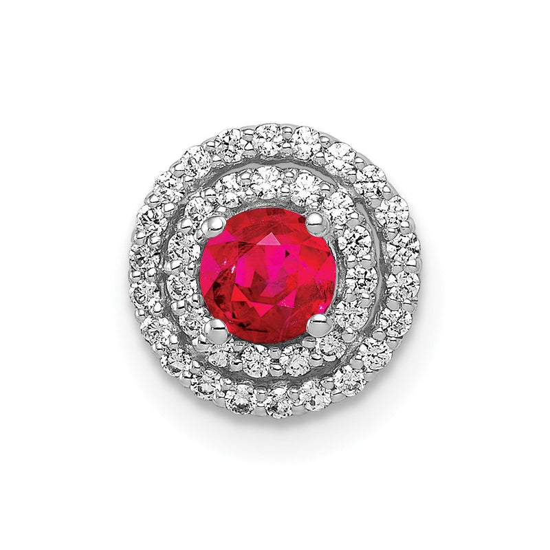 14k White Gold 1/5ct. Real Diamond and .25 Ruby Chain Slide