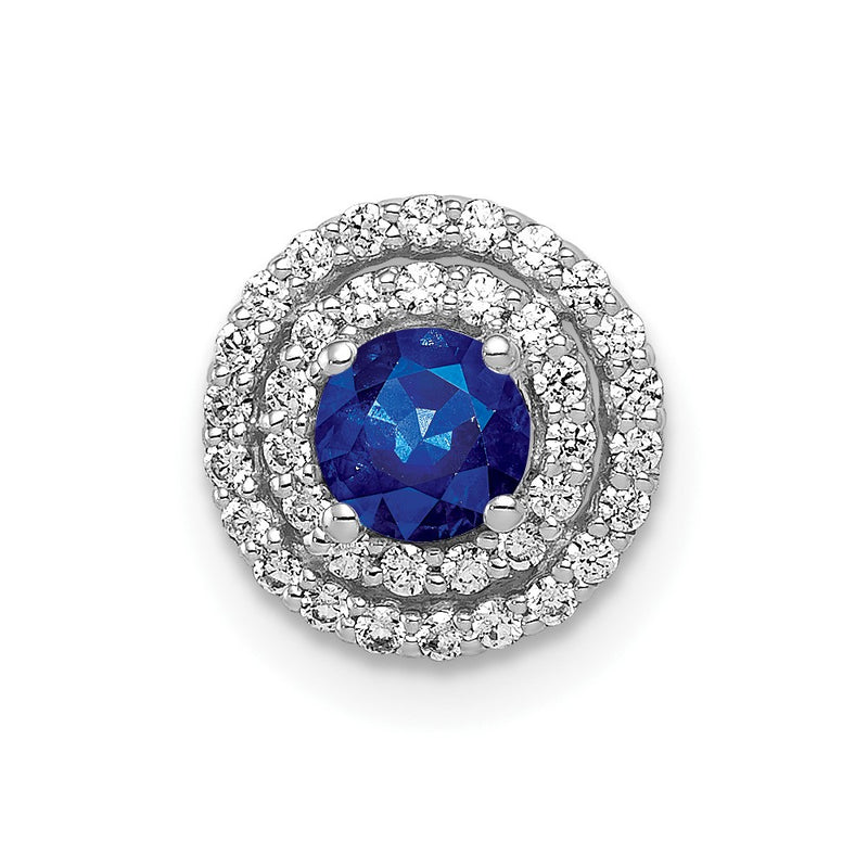 14k White Gold 1/5ct. Real Diamond and .25 Sapphire Chain Slide