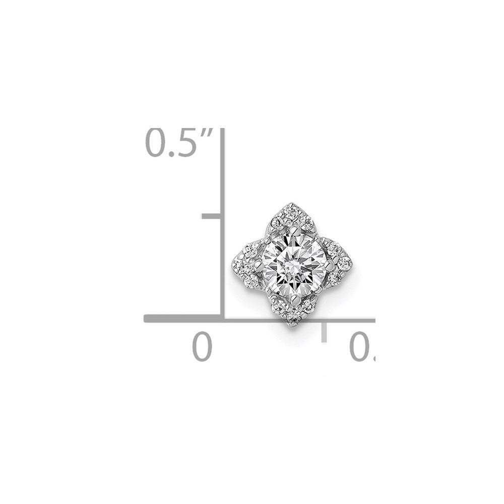 14k White Gold 4.1mm Center 1/20ct. Real Diamond Semi-mount Pendant