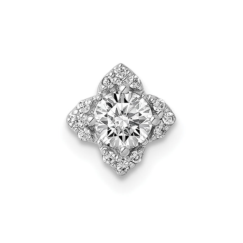 14k White Gold 4.1mm Center 1/20ct. Real Diamond Semi-mount Pendant