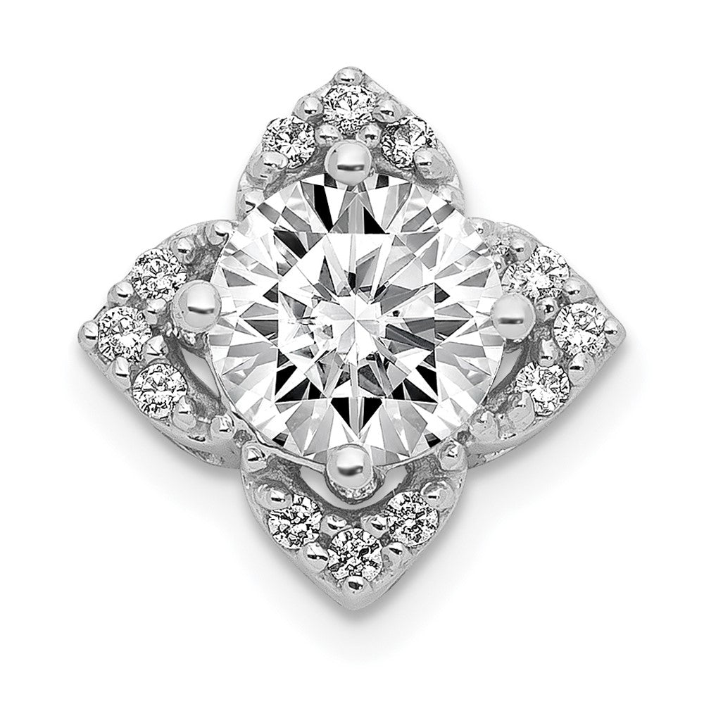 14k White Gold 5.2mm Center 1/20ct. Real Diamond Semi-mount Pendant