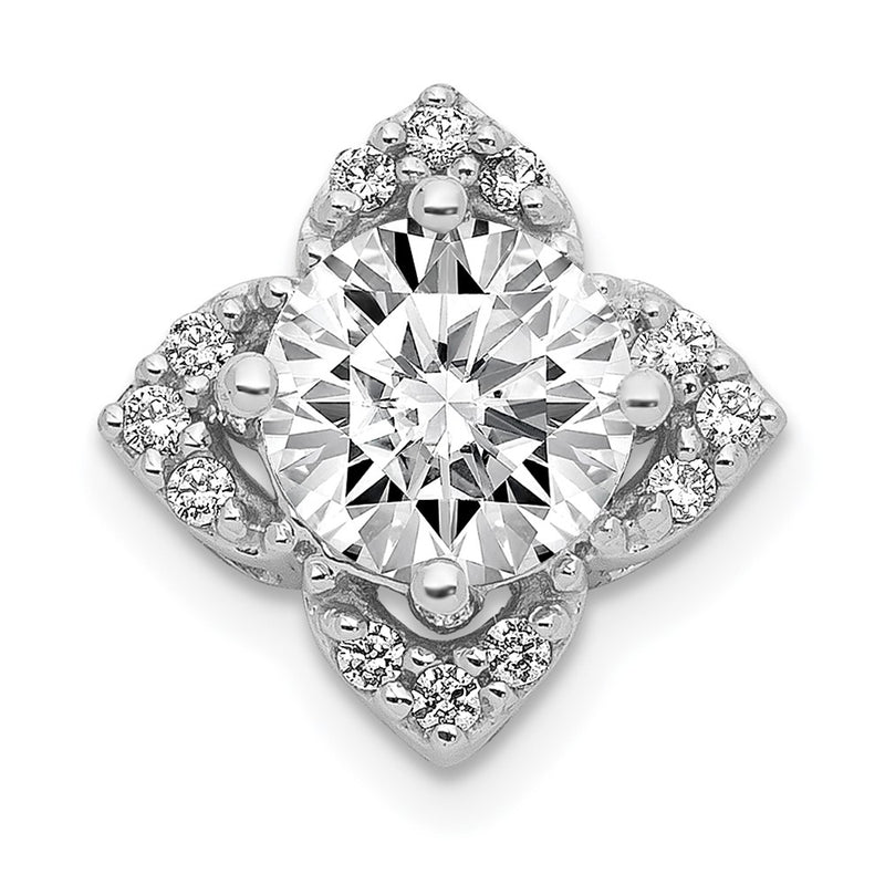 14k White Gold 5.2mm Center 1/20ct. Real Diamond Semi-mount Pendant