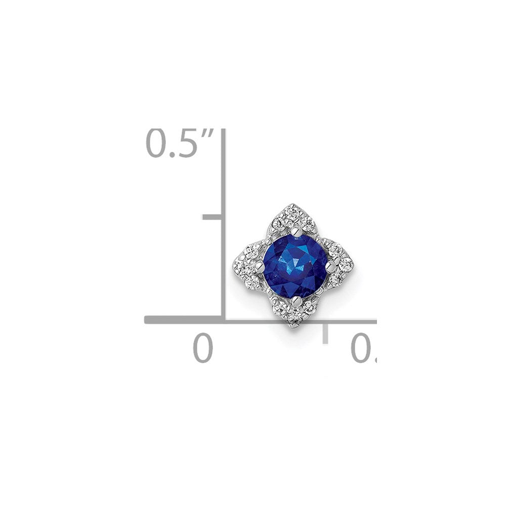 14k White Gold Real Diamond and Sapphire Pendant