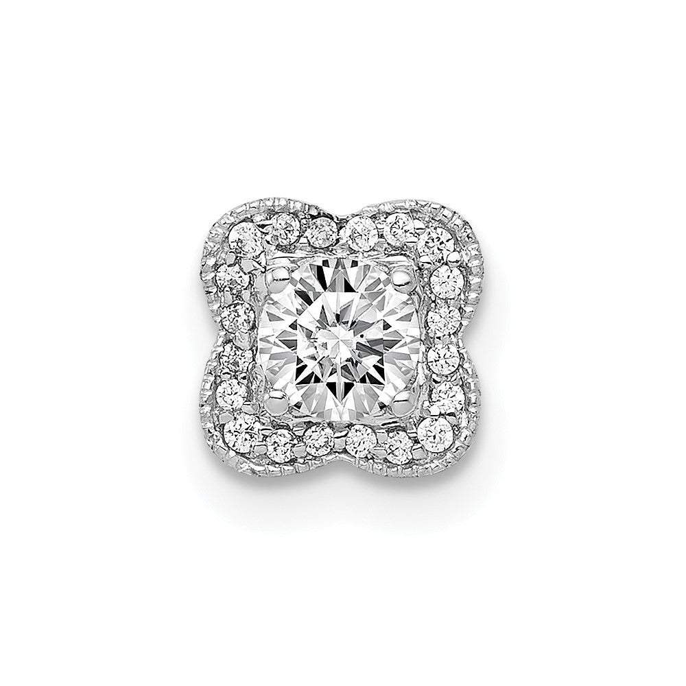 14k White Gold 4.1mm Center 1/15ct. Real Diamond Semi-mount Pendant