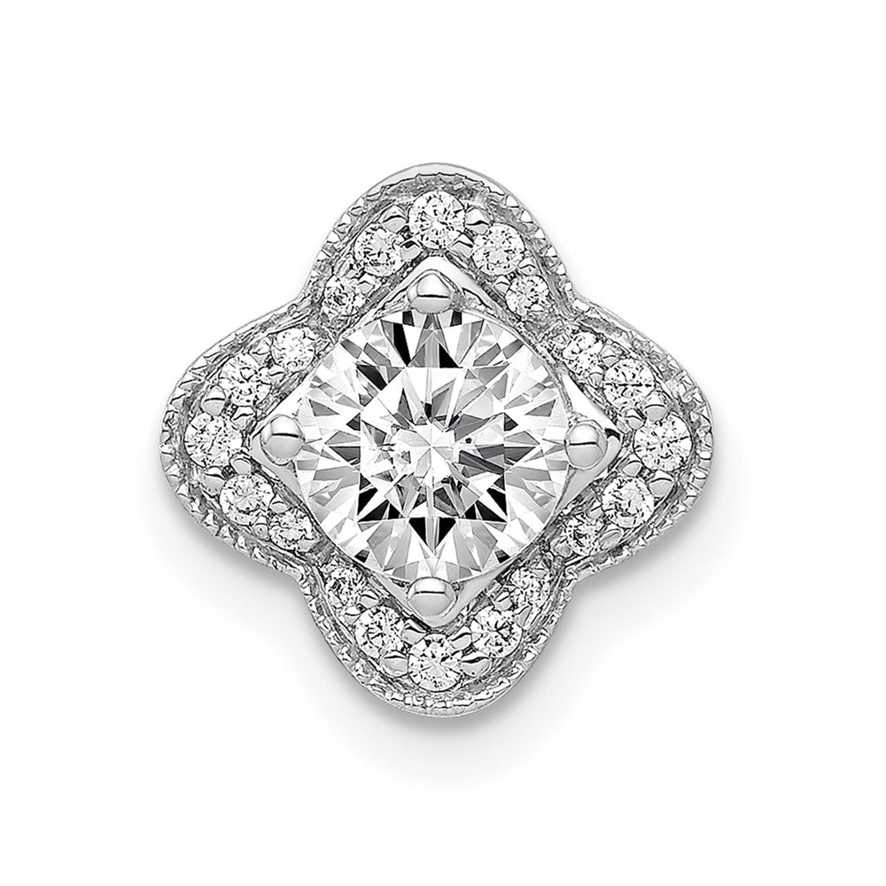 14k White Gold 5.2mm Center 1/10ct. Real Diamond Semi-mount Pendant