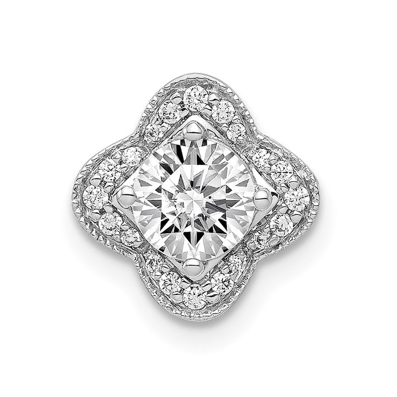 14k White Gold 5.2mm Center 1/10ct. Real Diamond Semi-mount Pendant