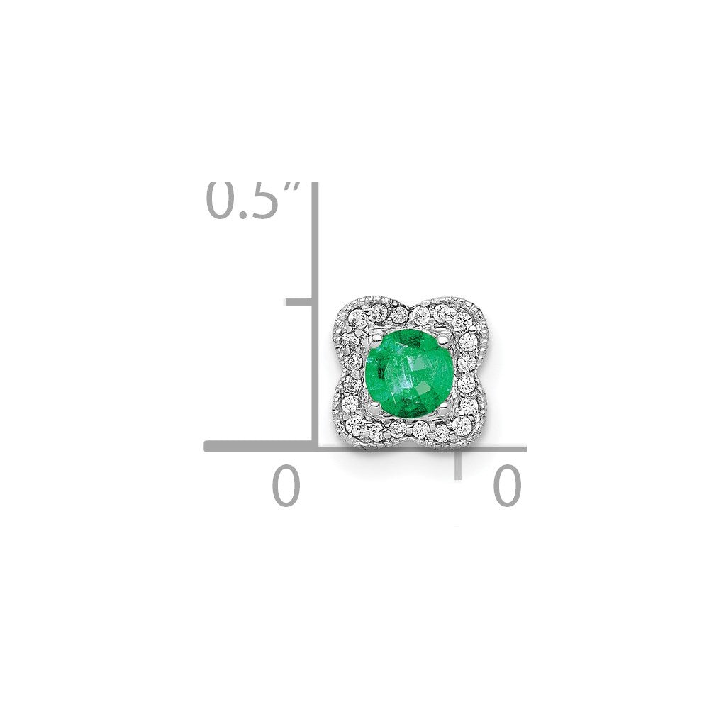 14k White Gold 1/15ct. Real Diamond & .25 Emerald Chain Slide
