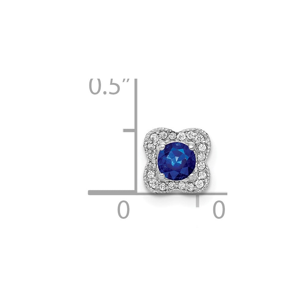 14k White Gold 1/15ct. Real Diamond and Sapphire Chain Slide