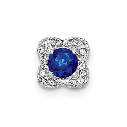 14k White Gold 1/15ct. Real Diamond and Sapphire Chain Slide