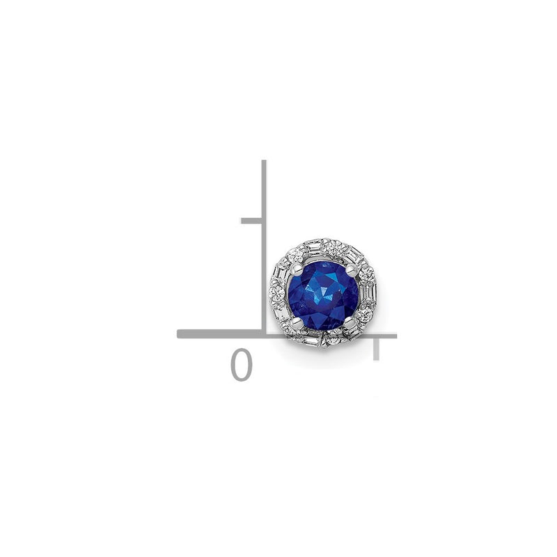 14k White Gold 1/20ct. Real Diamond and Sapphire Circle Halo Chain Slide
