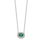 14k White Gold Real Diamond and Oval Emerald 18 inch Necklace