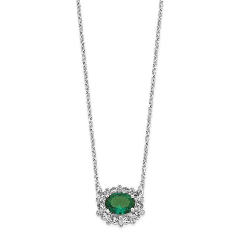 14k White Gold Real Diamond & Emerald Necklace