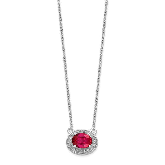 14k White Gold Real Diamond & Ruby Necklace