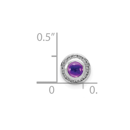 14k White Gold Real Diamond and Cabochon .47 Amethyst Halo Chain Slide