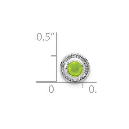 14k White Gold Real Diamond and Cabochon .47 Peridot Chain Slide