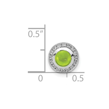 14k White Gold Real Diamond and Cabochon .91 Peridot Chain Slide