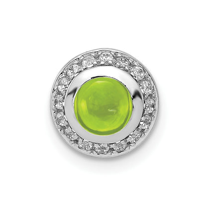 14k White Gold Real Diamond and Cabochon .91 Peridot Chain Slide