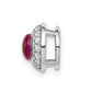 Solid 14k White Gold Simulated CZ & Cabochon .91 Ruby Halo Chain Slide