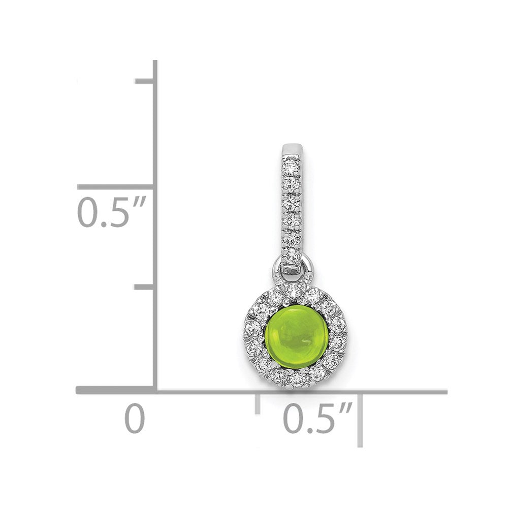 14k White Gold Real Diamond and Cabochon .47 Peridot Pendant
