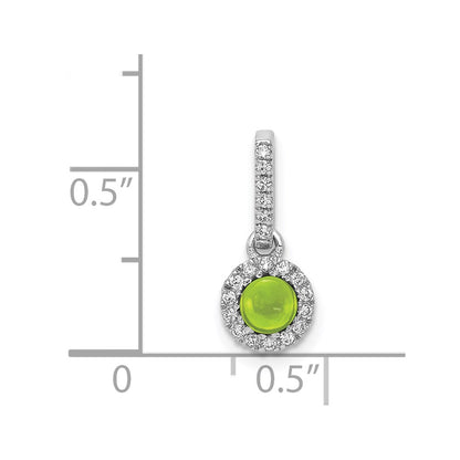 14k White Gold Real Diamond and Cabochon .47 Peridot Pendant