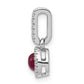 14k White Gold Real Diamond and Cabochon Ruby Halo Pendant