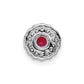 Solid 14k White Gold Simulated CZ and Cabochon .38 Ruby Chain Slide