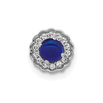 14k White Gold Real Diamond and Cabochon Sapphire Chain Slide