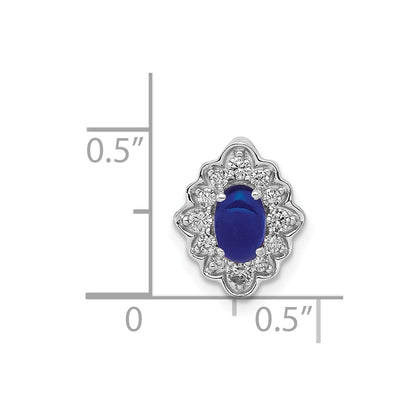 14k White Gold Fancy Real Diamond and Cabochon Sapphire Chain Slide