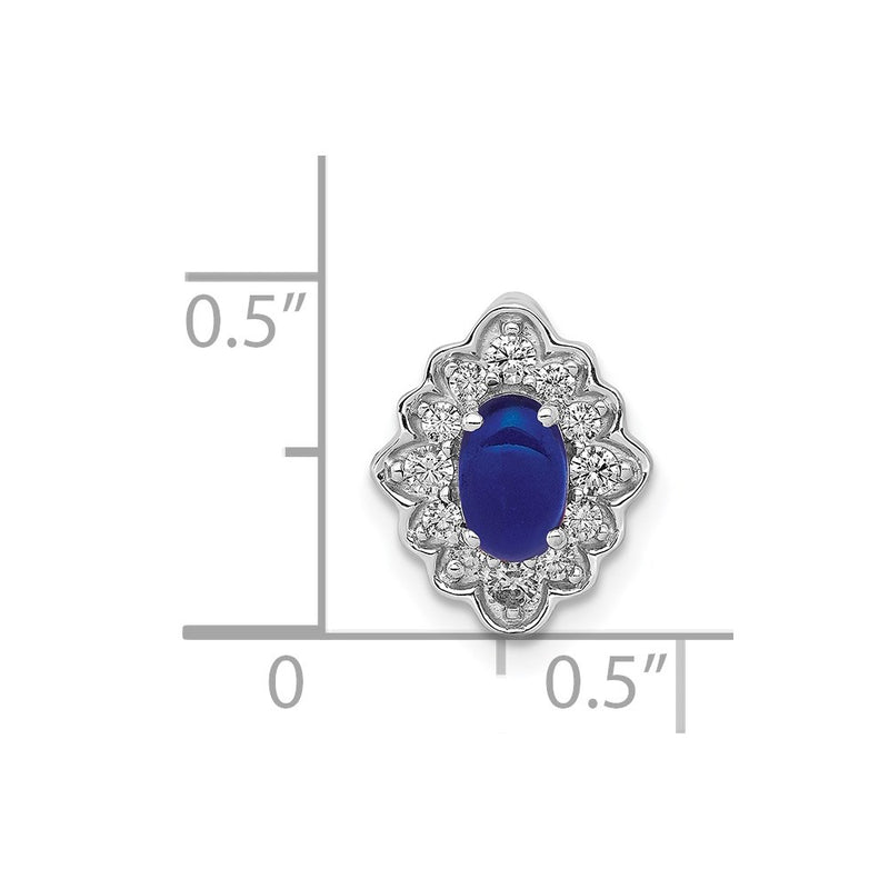 14k White Gold Fancy Real Diamond and Cabochon Sapphire Chain Slide