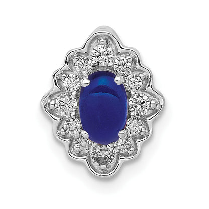 14k White Gold Fancy Real Diamond and Cabochon Sapphire Chain Slide