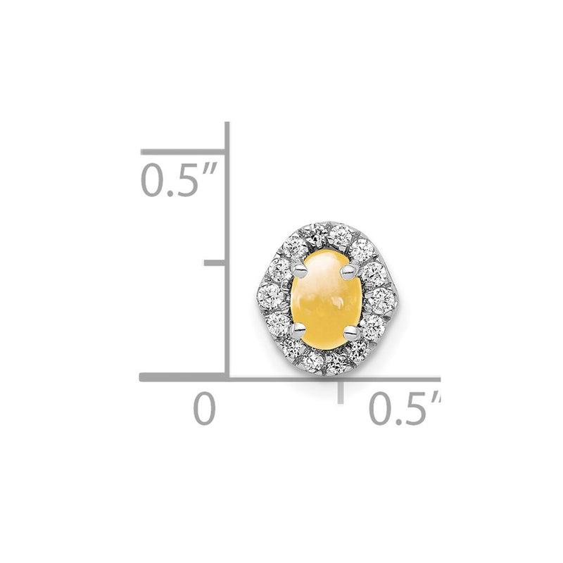 14k White Gold Real Diamond & Cabochon .78 Citrine Halo Chain Slide