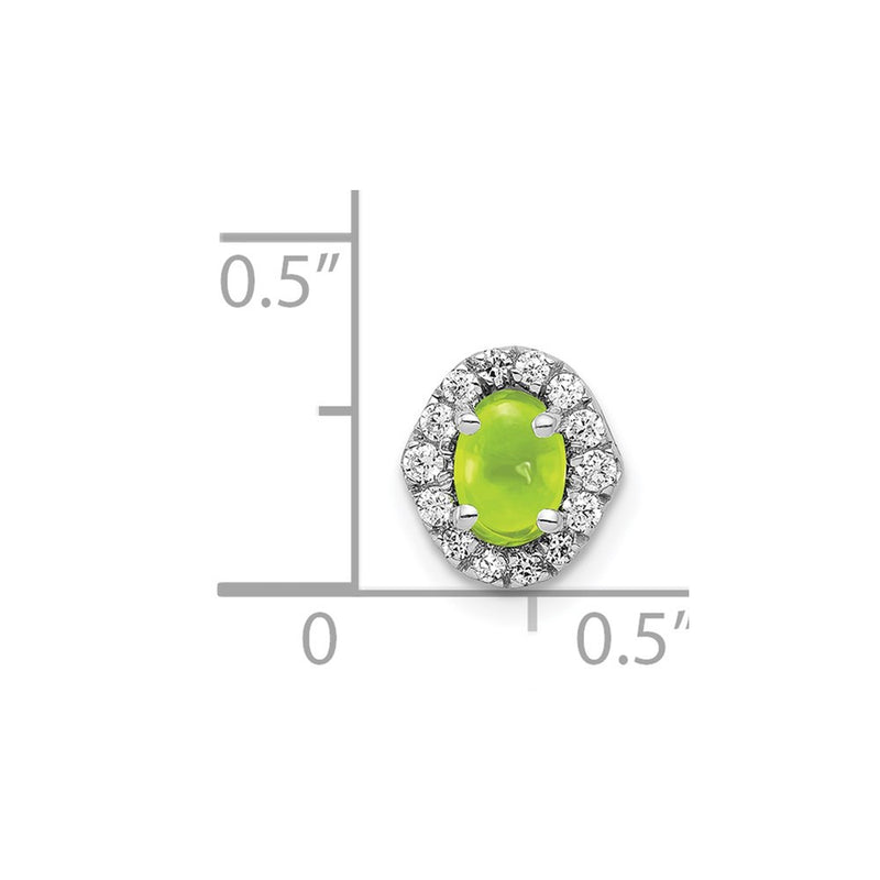 14k White Gold Real Diamond and Cabochon .78 Peridot Chain Slide