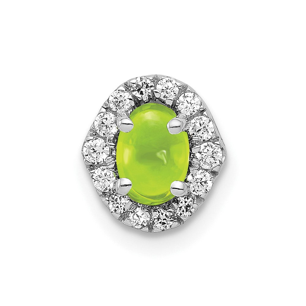 14k White Gold Real Diamond and Cabochon .78 Peridot Chain Slide