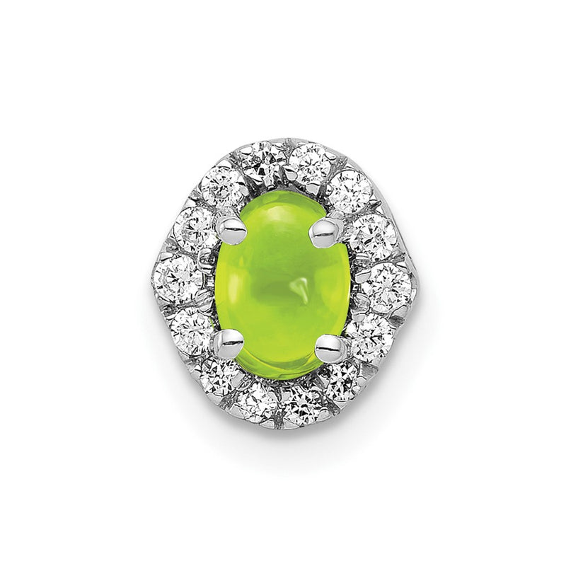 14k White Gold Real Diamond and Cabochon .78 Peridot Chain Slide