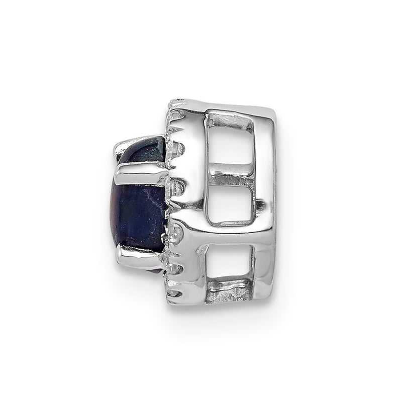 14k White Gold Real Diamond and Cabochon Sapphire Halo Chain Slide