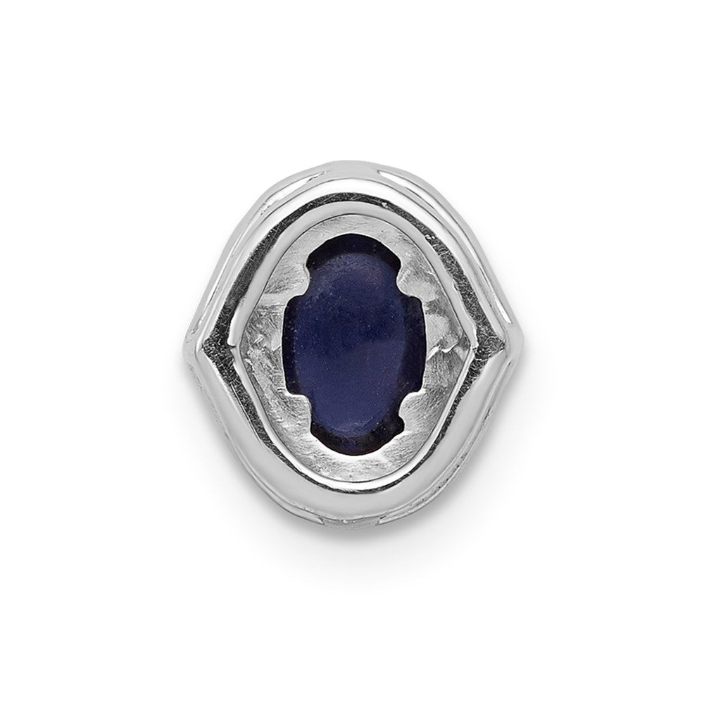 14k White Gold Real Diamond and Cabochon Sapphire Halo Chain Slide