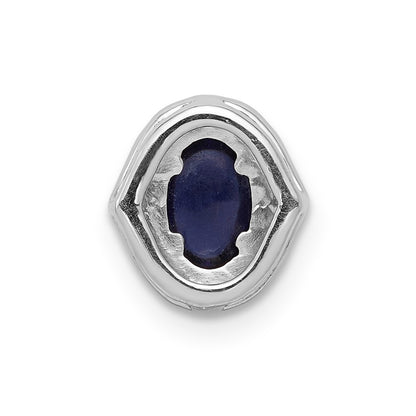 14k White Gold Real Diamond and Cabochon Sapphire Halo Chain Slide