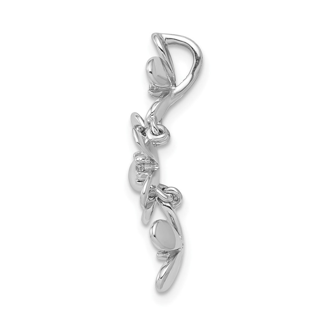14k White Gold 1/10ct. Real Diamond Three Flower Chain Slide