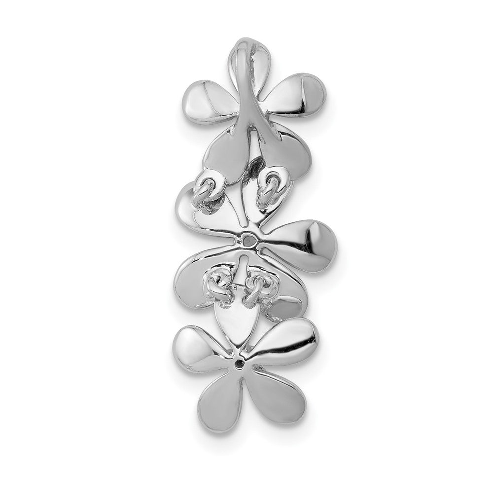 14k White Gold 1/10ct. Real Diamond Three Flower Chain Slide