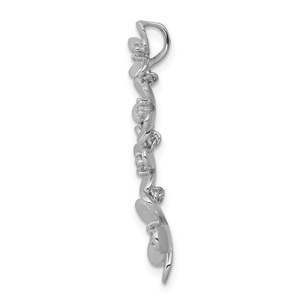 14k White Gold 1/8ct. Real Diamond Four Flower Chain Slide