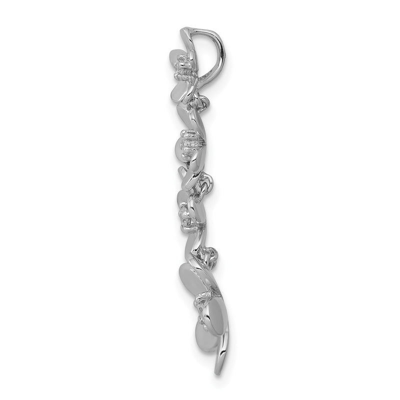 14k White Gold 1/8ct. Real Diamond Four Flower Chain Slide