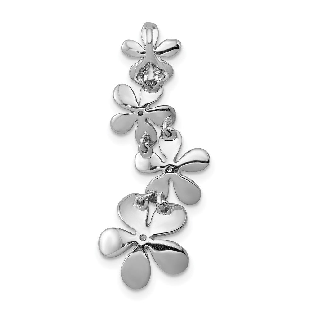 14k White Gold 1/8ct. Real Diamond Four Flower Chain Slide