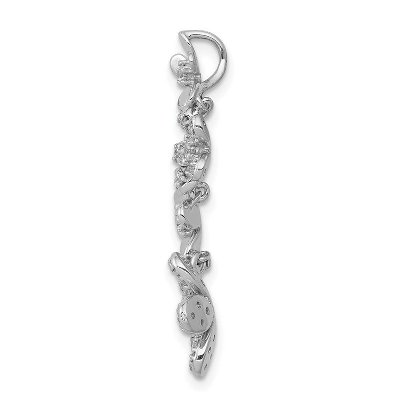14k White Gold 3/8ct. Real Diamond Floral Chain Slide