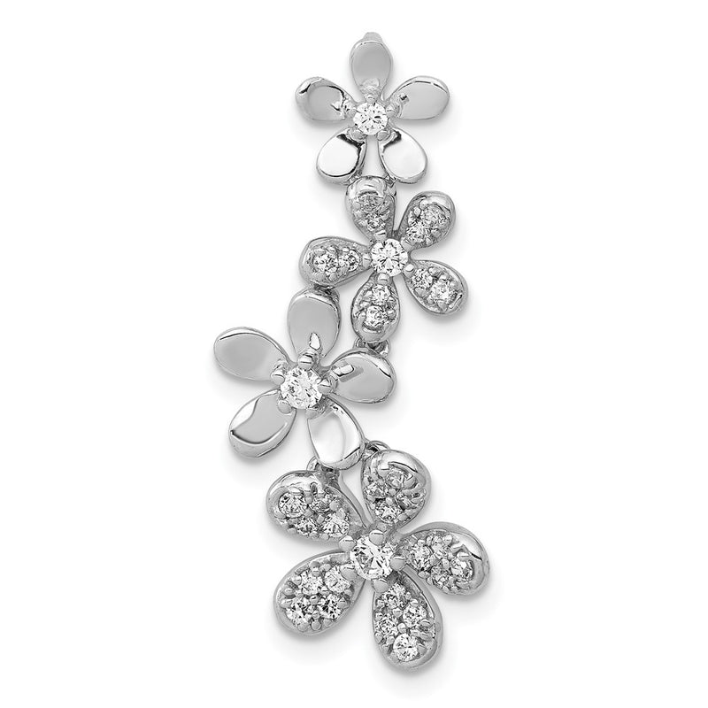 14k White Gold 3/8ct. Real Diamond Floral Chain Slide